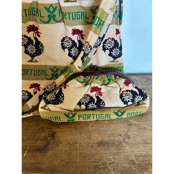 Vintage Portugal Rooster Tote and Matching Change Purse/Clutch | Shoulder Bag - Picture 2 of 7